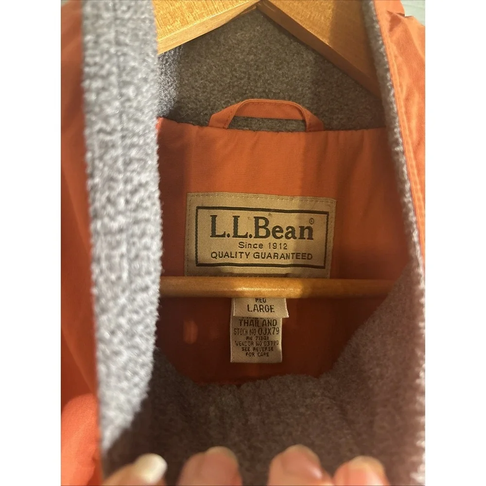 LL Bean Men's Orange Polartec fleece‎ Lined Vest Size Large
